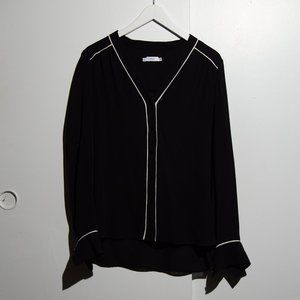 Vince Black Silk Long Sleeve Top
